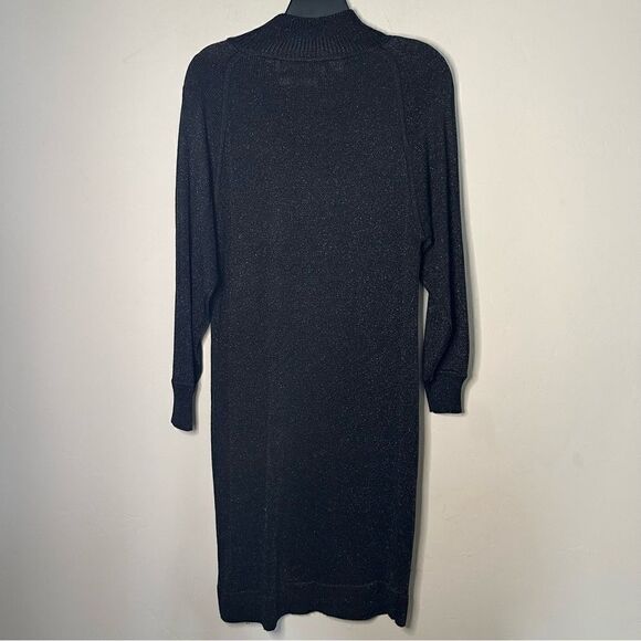 Vintage Bill Blass Knits | Black Metallic Knit Sparkle shoulder pads Le dress - Picture 3 of 9